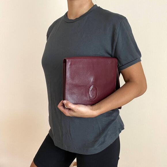 CARTIER Classic Burgundy and Gold Clutch - Picture 16 of 16